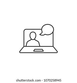 Video chat online line icon. Simple element illustration. Video chat online line symbol design template. Can be used for web and mobile on white background