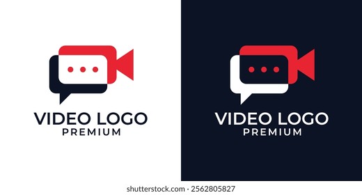 Video Chat with Play Icon Logo Design. Video Call Logo Template Vector. Play Video Chat with Camera Icon Logo. Vector Logo Template of Letter P, Play, Talk, Discussion, Live, Online, Chat, Video, TV.