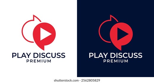 Video Chat with Play Icon Logo Design. Video Call Logo Template Vector. Play Video Chat with Camera Icon Logo. Vector Logo Template of Letter P, Play, Talk, Discussion, Live, Online, Chat, Video, TV.