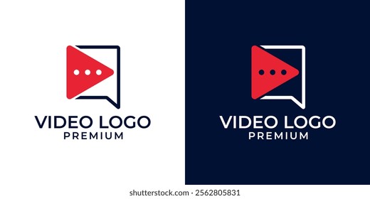 Video Chat with Play Icon Logo Design. Video Call Logo Template Vector. Play Video Chat with Camera Icon Logo. Vector Logo Template of Letter P, Play, Talk, Discussion, Live, Online, Chat, Video, TV.