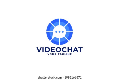 Video chat with record camera symbol sign logo design
