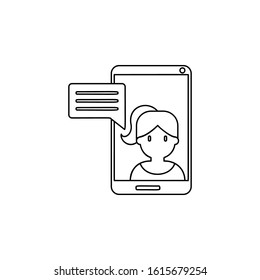 video chat, smartphone icon. Simple thin line, outline vector of friendship icons for ui and ux, website or mobile application