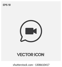 Video Chat Symbol Icon Vector Illustration. Video Call Sign Icon.Premium Quality.