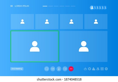 Video Chat User Interface, Video Calls Window Overlay. UI UX Design. Vector Illustration.