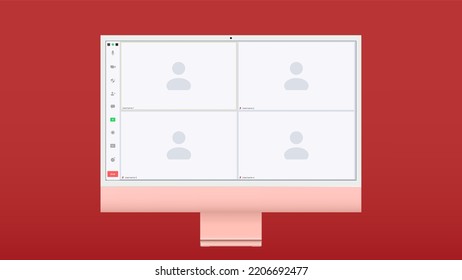 Video chat user interface, video calls window overlay. Vector illustration