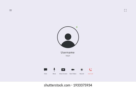 Video chat user interface - desktop version. Video call interface with icons. Video conference concept. Vector illustration