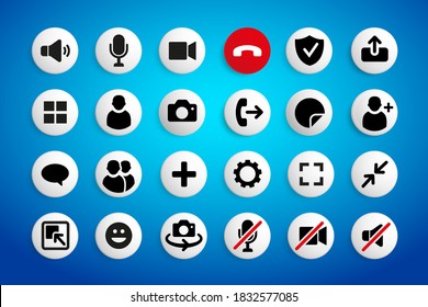 Video chat user interface icons set. Video conference. Communication. Vector illustration of video call icons
