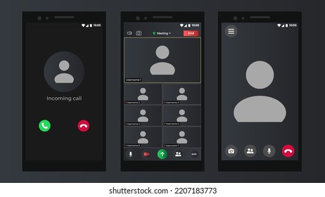 Video chat user interface. User web video call window. User web video call window. Video Conference. Blank Wireframe.