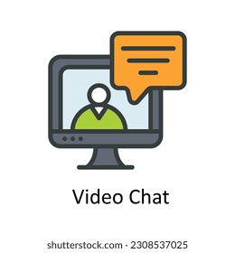 Video Chat Vector Fill outline Icon Design illustration. Seo and web Symbol on White background EPS 10 File