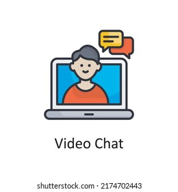 Video Chat vector Filled outline Icon Design illustration. Project Managements Symbol on White background EPS 10 File