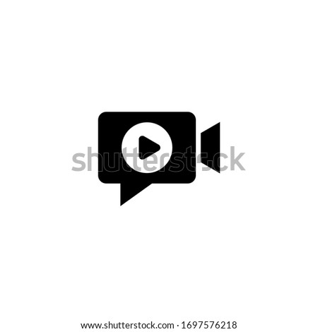 Video chat vector icon in black solid flat design icon isolated on white background