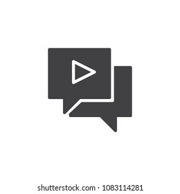 Video Chat vector icon. filled flat sign for mobile concept and web design. simple chat bubble play video message solid icon. Symbol, logo illustration. Pixel perfect vector graphics