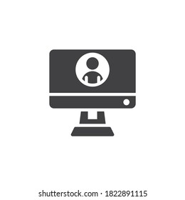 Video chat vector icon. Webinar filled flat sign for mobile concept and web design. Online conference glyph icon. Symbol, logo illustration. Vector graphics