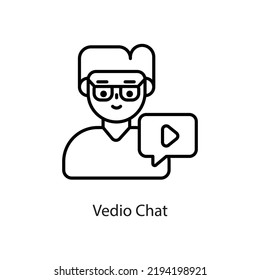 video Chat vector Outline Icon Design illustration on White background. EPS 10 File 