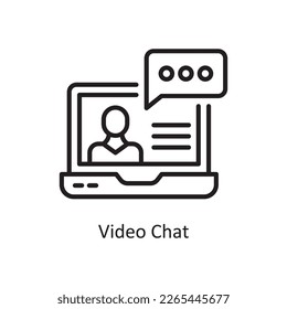Video Chat Vector Outline icon Design illustration. Communication Symbol on White background EPS 10 File