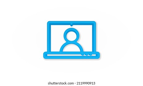 Charla de vídeo en línea sobre ilustración vectorial de ordenador, ventana de reproductor de vídeo de dibujos animados planos con hablar en ordenador portátil, concepto de aplicación de chat en línea, llamada de conversación por Internet
