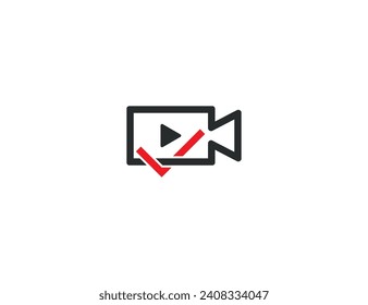 Symbol für Design-Element des Symbols Design-Element für das Logo "Videokontrolle". Tick, Player Logotype. Vektorgrafik-Vorlage
