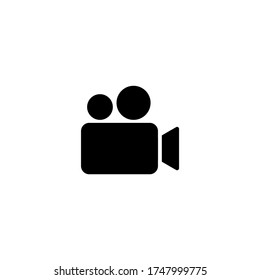 Video Cinema Camera Icon in black flat glyph, filled style isolated on white background