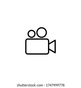 Video Cinema Camera Icon in black line style icon, style isolated on white background