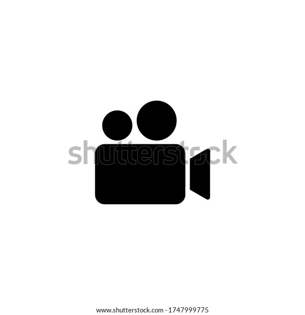 Video Cinema Camera Icon in black flat\
glyph, filled style isolated on white\
background
