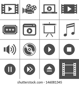 Video and cinema icon set. Simplus series. Each icon is a single object