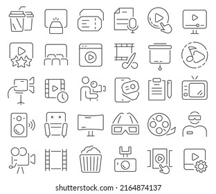Video and cinema line icons collection. Thin outline icons pack. Vector illustration eps10