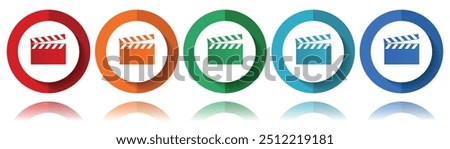 Video, cinema vector icons, flat icon set for logo design, webdesign and mobile applications, colorful web button collection in eps 10