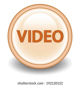 video circular icon on Orange  background 