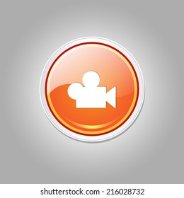 Video Circular Vector Orange Web Icon Button
