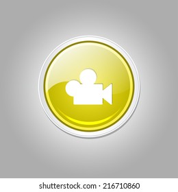 Video Circular Vector Yellow Web Icon Button