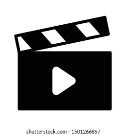 video clapper glyph flat vector icon