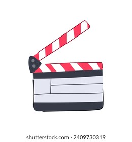 video clapperboard cartoon. slate director, clapboard camera, production cut video clapperboard sign. isolated symbol vector illustration