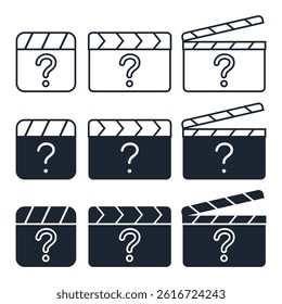 Video, clapperboard with question icon. Illustration vector