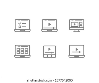 Video classes icon, video programs, online learning courses, video player display, distant education, e-learning tutorials. Flat style. Vector Illustration. 48x48 Pixel Perfect.