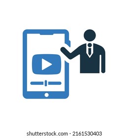 Video, classes, online icon. Editable vector logo.