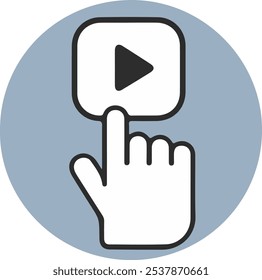 Video Click hand button vector icon