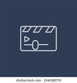 Video Clip icon. Trendy flat vector line Video Clip icon on dark blue background from Cinema collection. 