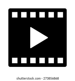 Video clip or movie clip play flat vector icon for apps and websites