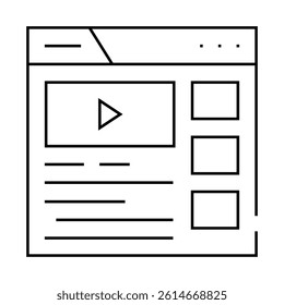 video clip seo optimization line icon vector. video clip seo optimization sign. isolated contour symbol black illustration