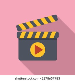 Video clipper icon flat vector. Film movie. Phone news
