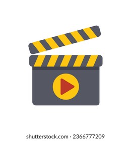Video clipper icon flat vector. Film movie. Phone news isolated