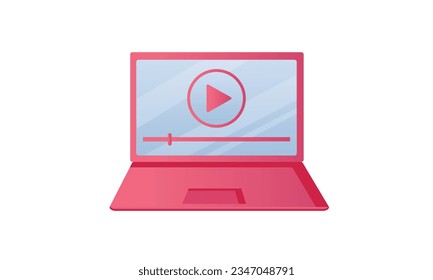 Video clips on the computer screen.on white background.Vector Design Illustration.