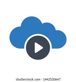 video cloud glyph color vector icon