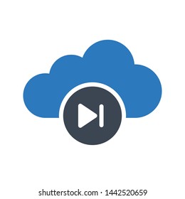 video cloud glyph color vector icon