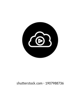 Video cloud icon in black round style. Vector icon pixel perfect