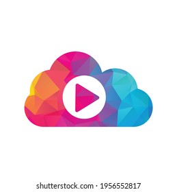 Video Cloud Logo Design Template. Cloud Play Multimedia Logo Template.