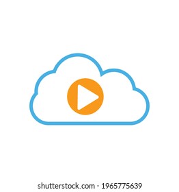 Plantilla de diseño del logotipo de la nube de vídeo. Plantilla de logotipo multimedia para reproducción en nube.	