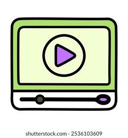 Ícone de cor do vídeo. Reprodutor de vídeo na ilustração vetorial de tablet, símbolo de contorno editável de design preenchido.