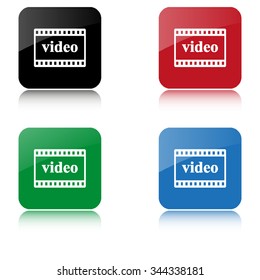 video  - color vector icon  with  shadow