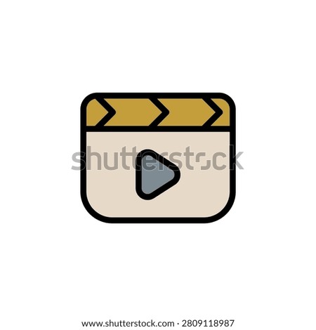 video Colored Outline and Fill Icon, Editable Stroke, Vector Illustration